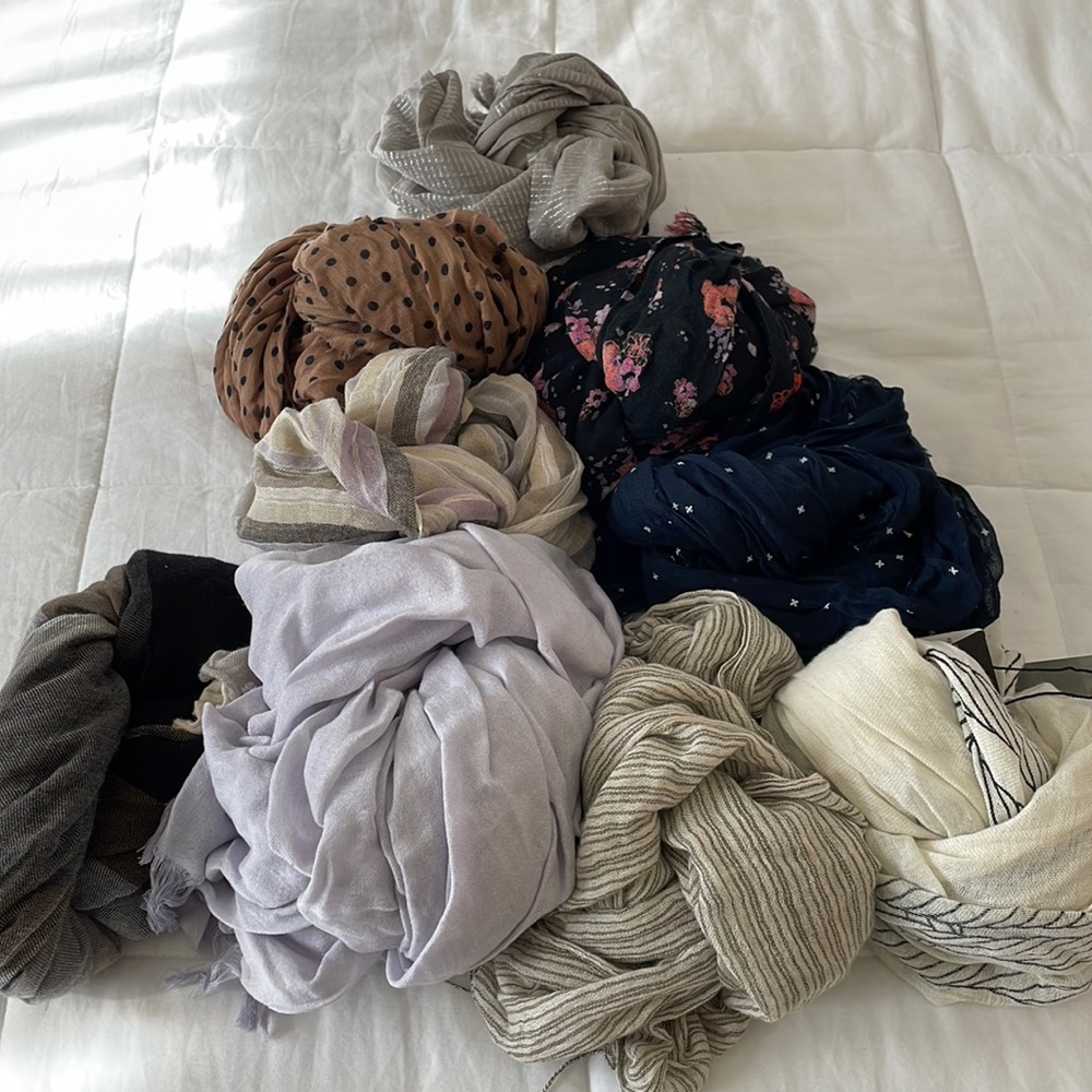 10 scarves ( 1 not pictured) - various brands